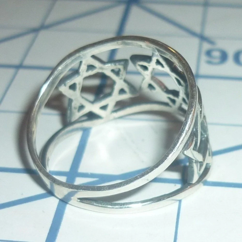 Sterling Silver Star of David Ring 925 Judaica Magen David Eternity Band sz 7.5